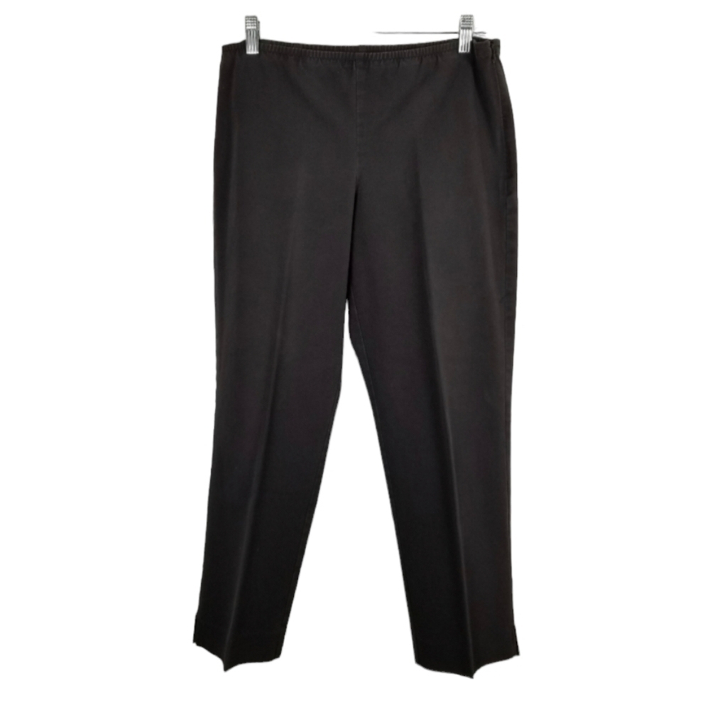 Eileen Fisher Cropped Organic Cotton Spandex Side Zip Pants Brown Size Small
